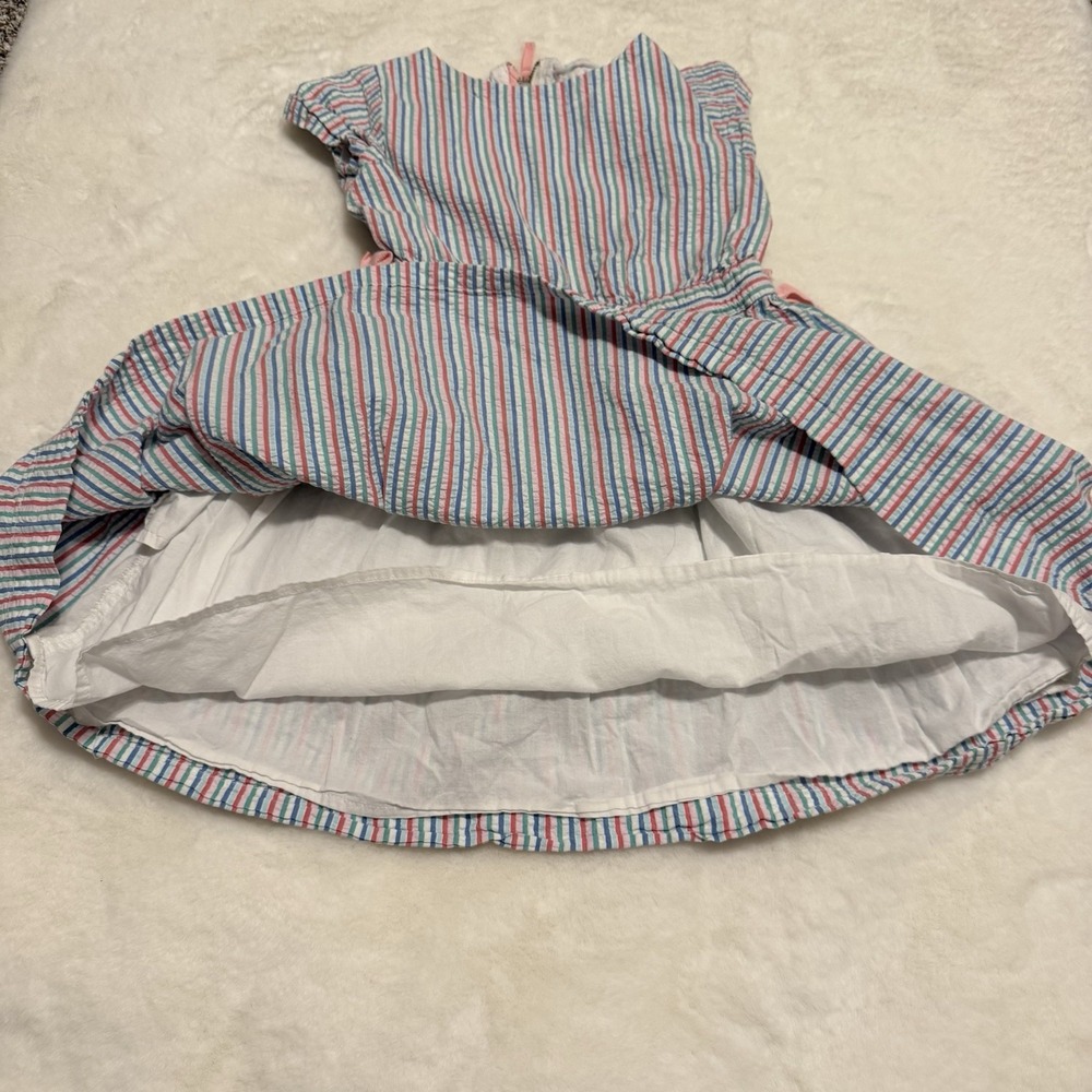 J Crew Cuts Girls Seersucker Multi Colors Striped Dress Size 6 - Picture 5 of 5
